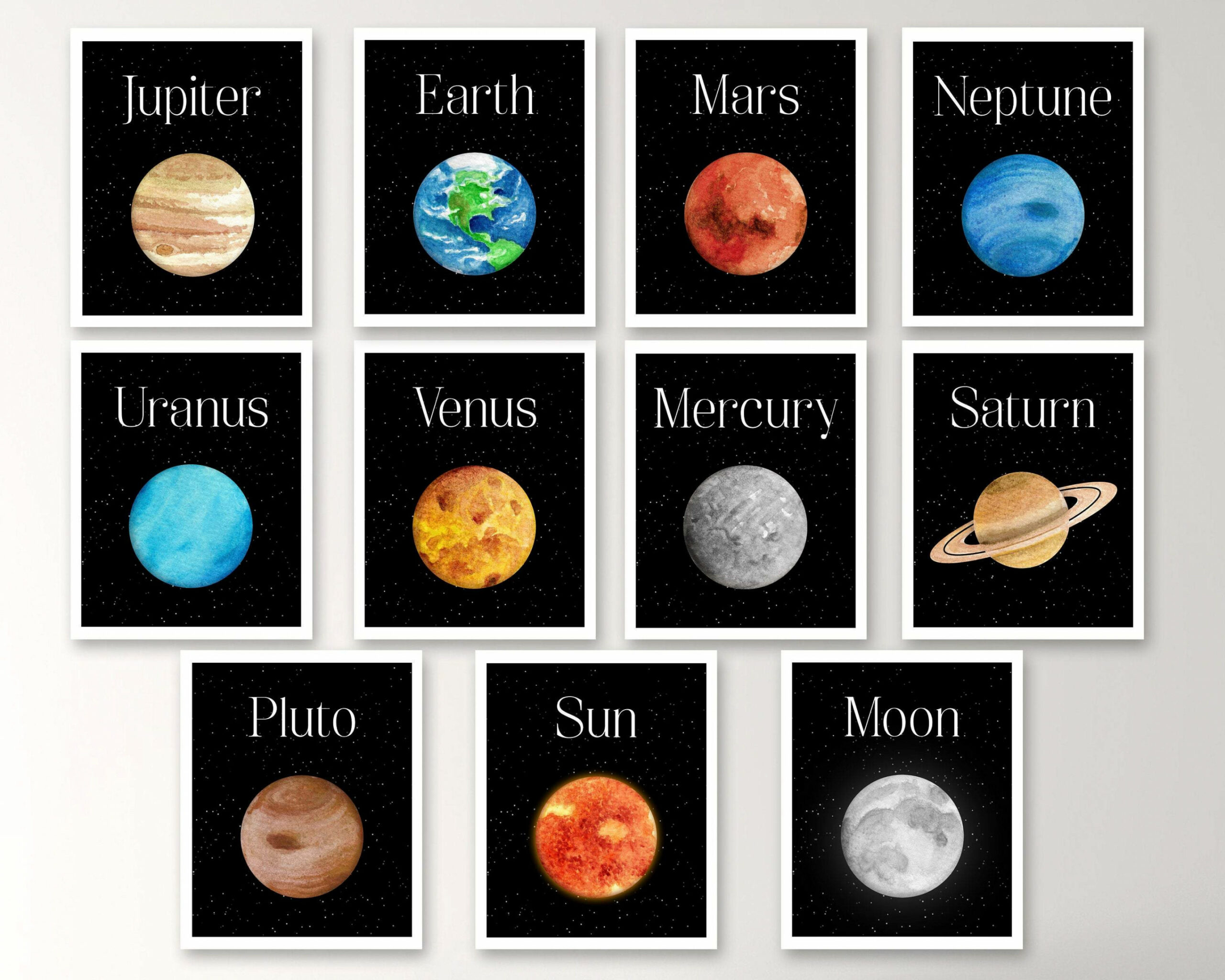 Solar system printable wall art  outer space nursery theme – Hop