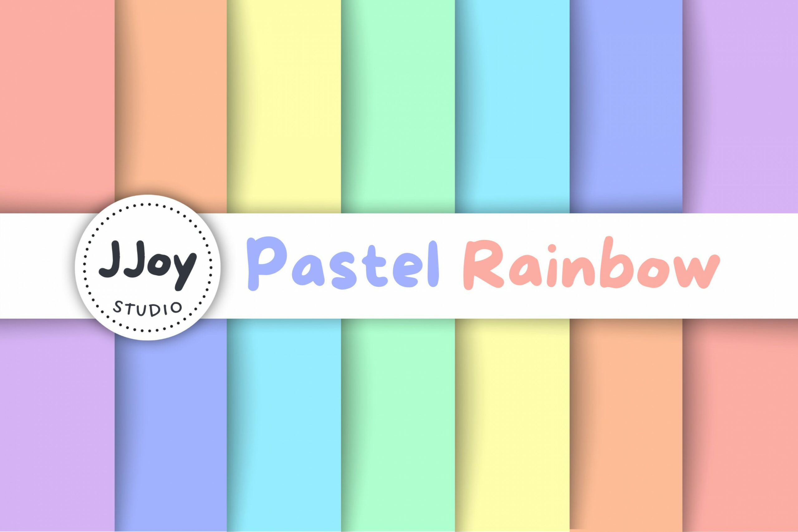 Solid Rainbow Digital Paper, Pastel Rainbow Printable Paper