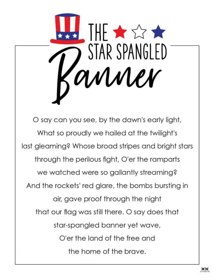 Star Spangled Banner Lyrics -  FREE Printables  Printabulls