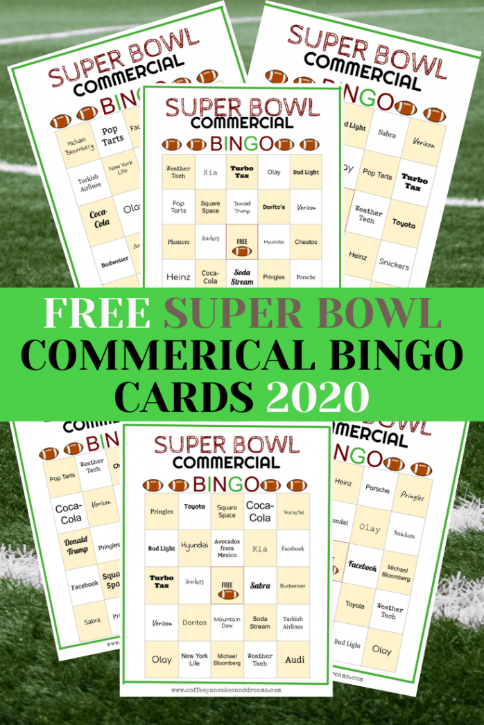 Super Bowl Commercial Bingo Cards Free Printable  Super bowl