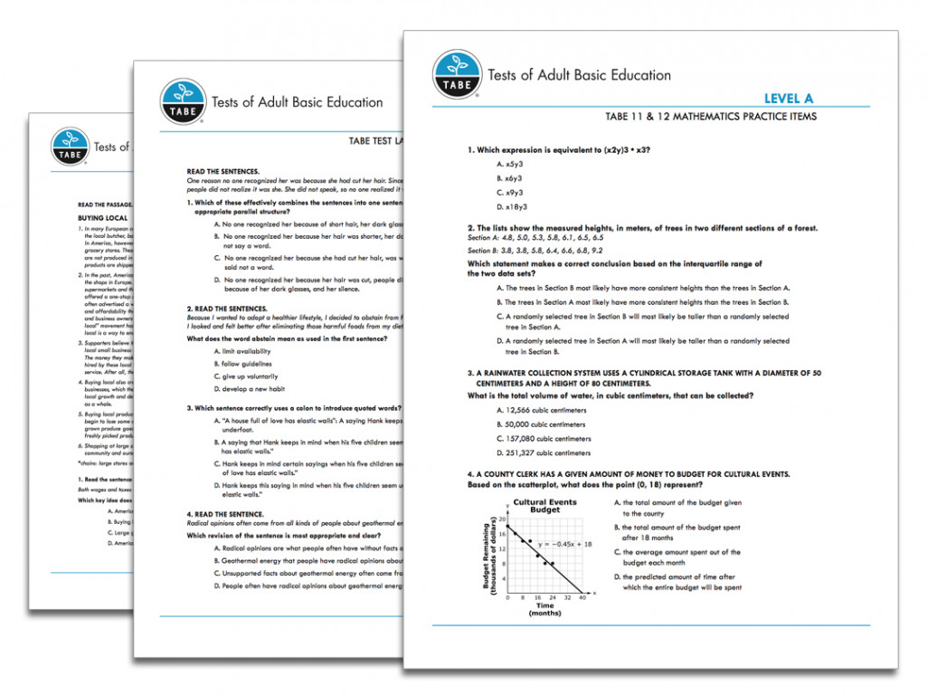 TABE & Sample Practice Items  Tabetest