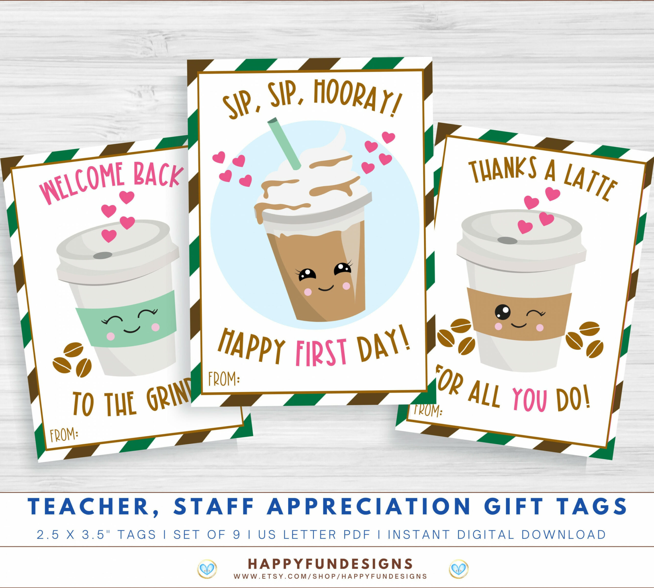 Teacher Appreciation Coffee Gift Tags Printable Thanks a - Etsy