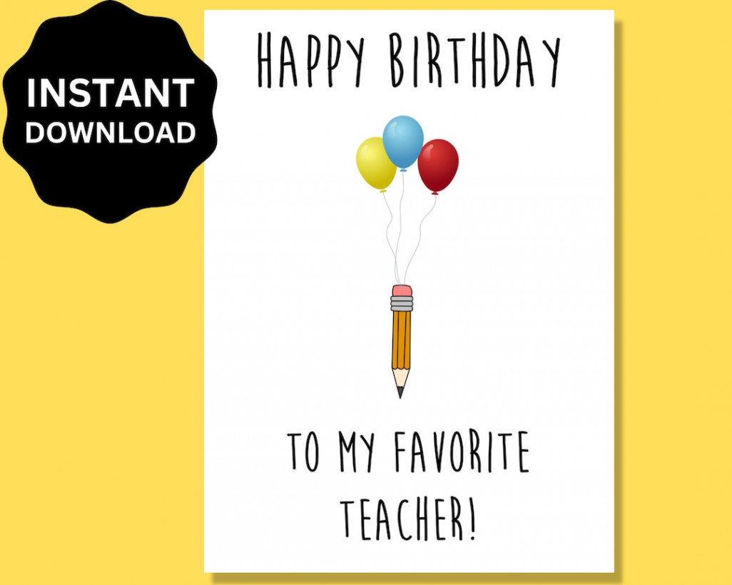 Teacher Birthday Card Printable Happy Birthday Card for - Etsy