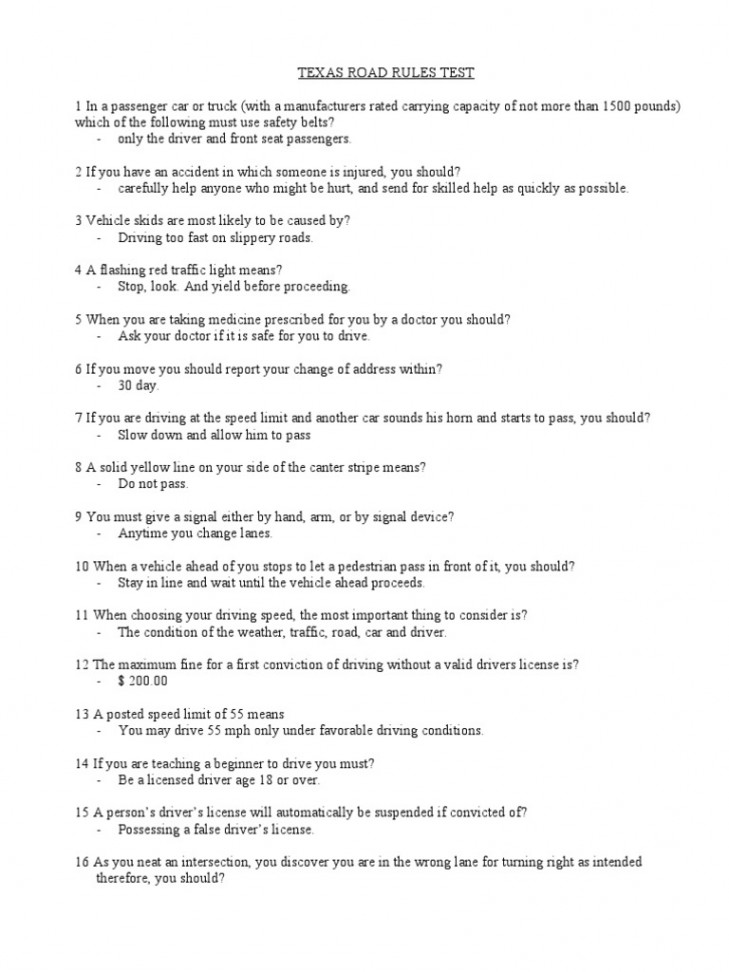 Texas Driving Test) - Questions   PDF  Traffic  Driving