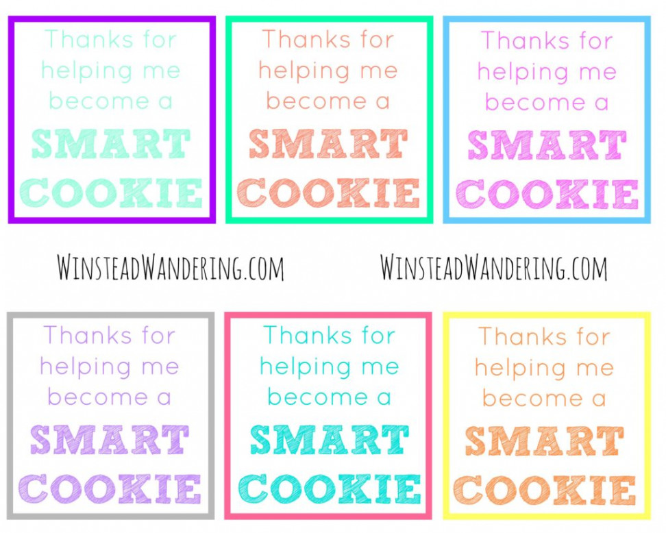 Thanks for helping me become a smart cookie" Free Printable