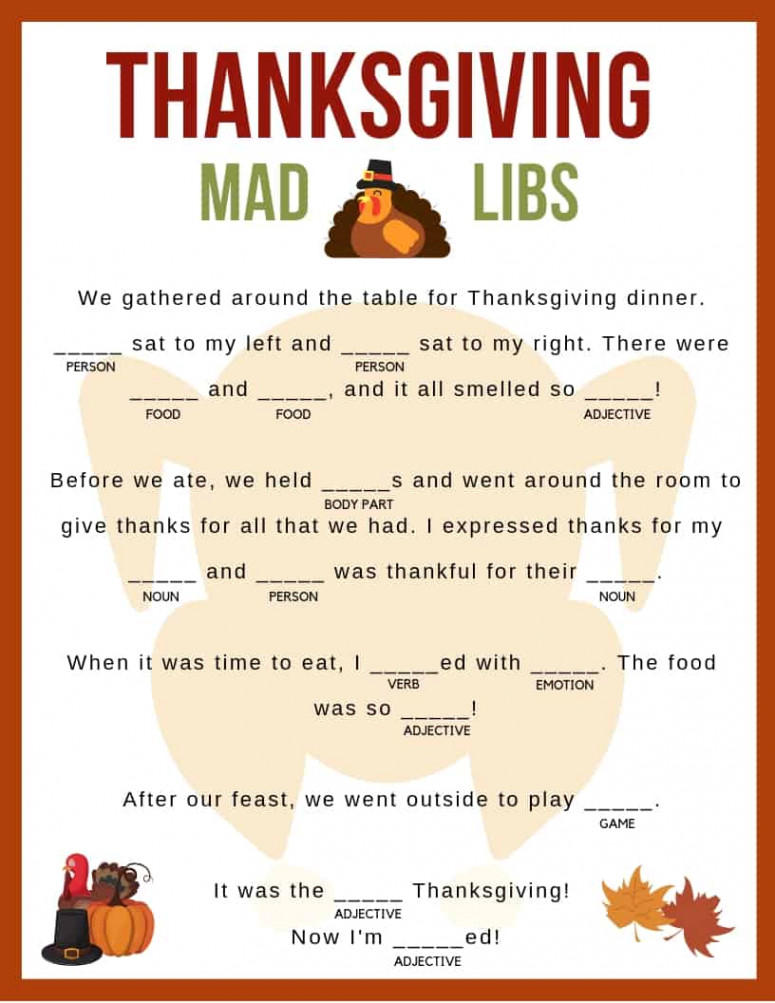 Thanksgiving Mad Libs - Jac of All Things