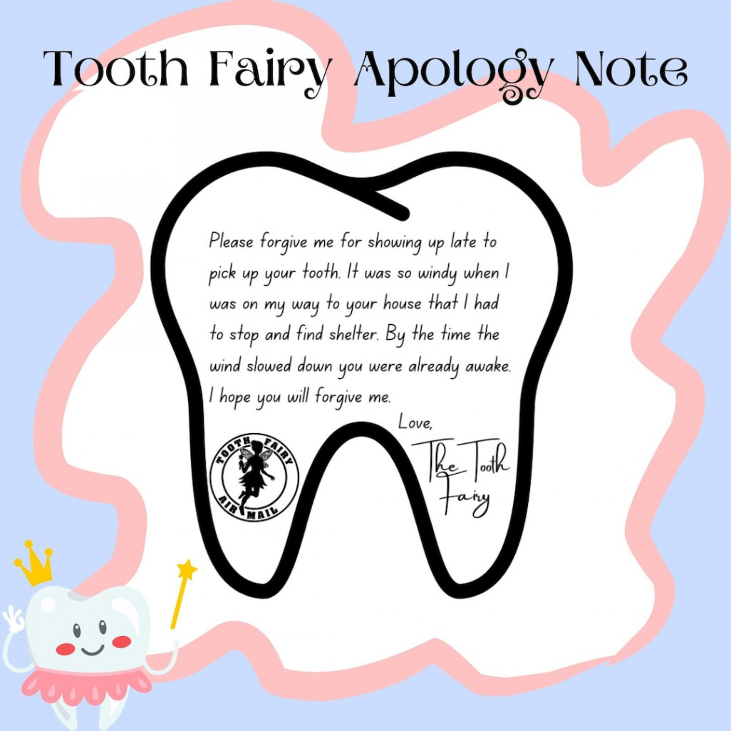 Tiny Tooth Fairy Apology Letter,Tooth Fairy Sorry,Tooth Fairy Note,I  Forgot,Loose Tooth,The Tooth Fairy,PDF Instant Download,Kid Printable,