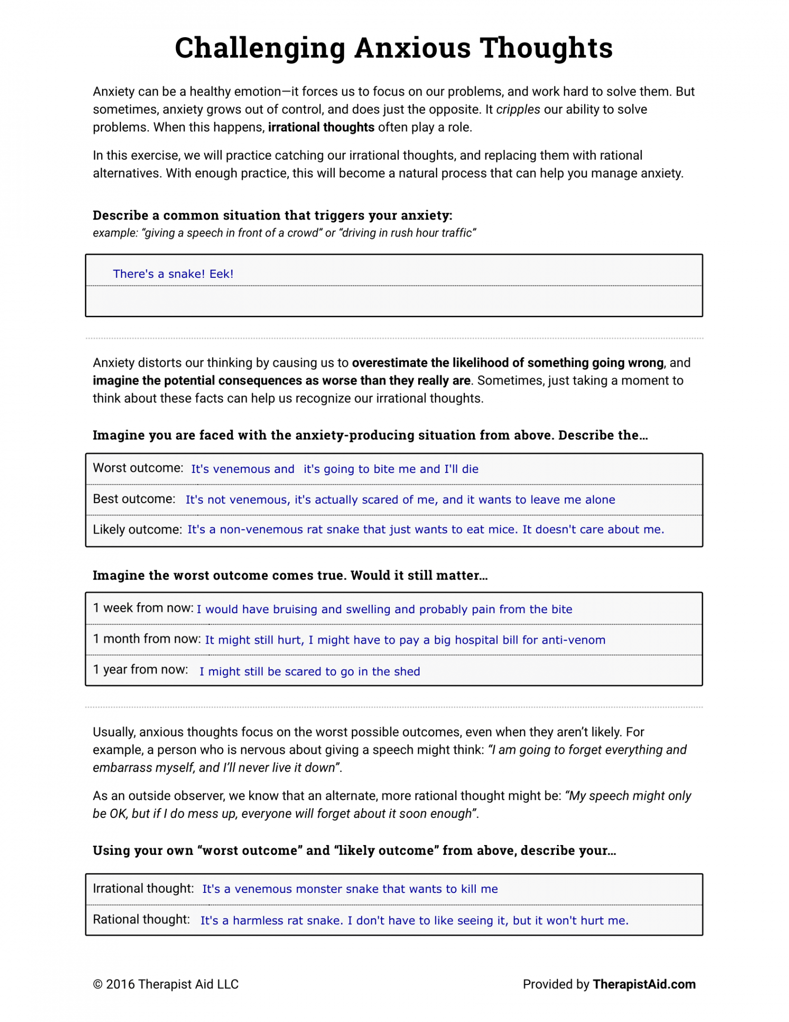 Two Worksheets to Help Adults with Disabilities Overcome Anxiety