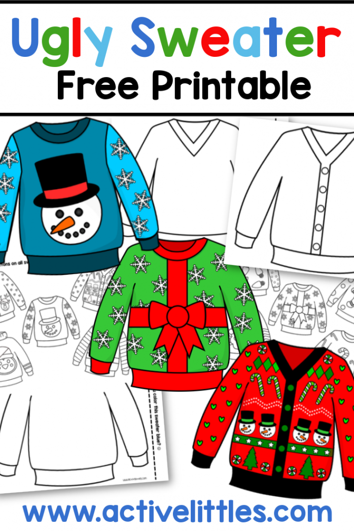 Ugly Sweater Free Printable for Toddlers and Preschool - Active