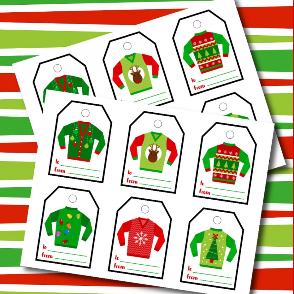 Ugly Sweater Printable Gift Tags - Crafts by Amanda - Christmas