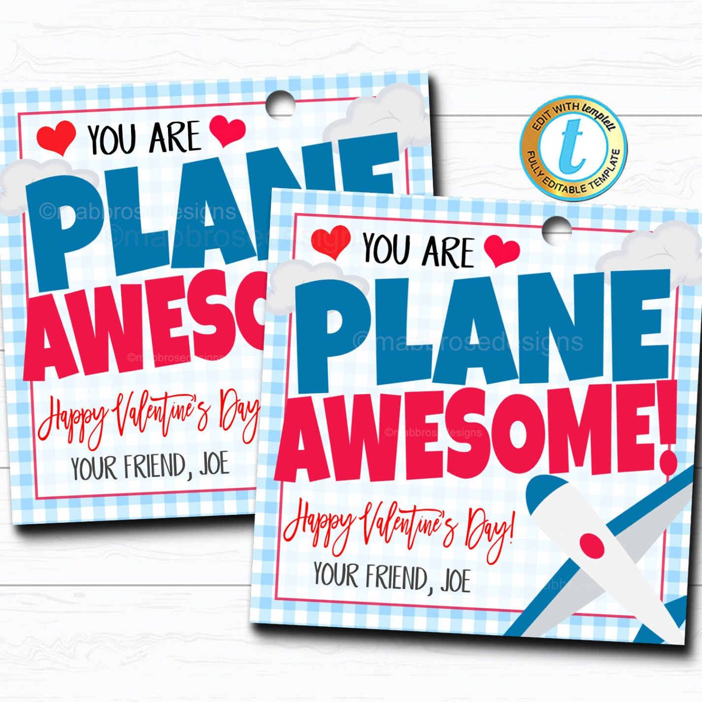 Valentine Airplane Gift Tags You Are Plane Awesome Valentine - Etsy