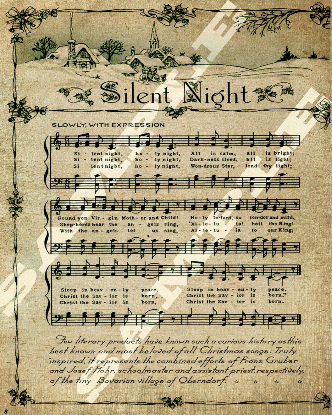 Vintage+Silent+Night+Sheet+Music  Christmas sheet music, Silent