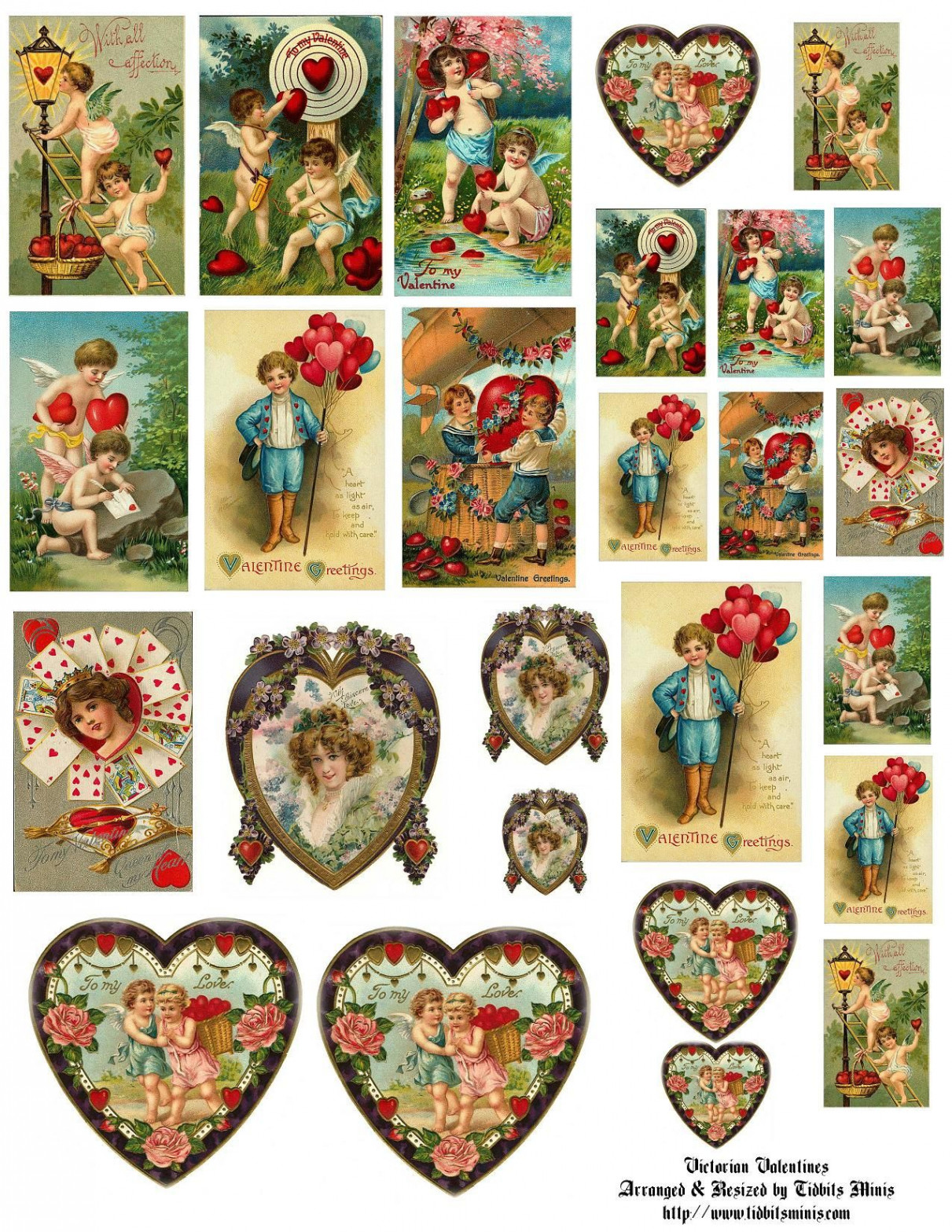 vintage valentine mini printables  Vintage valentine crafts