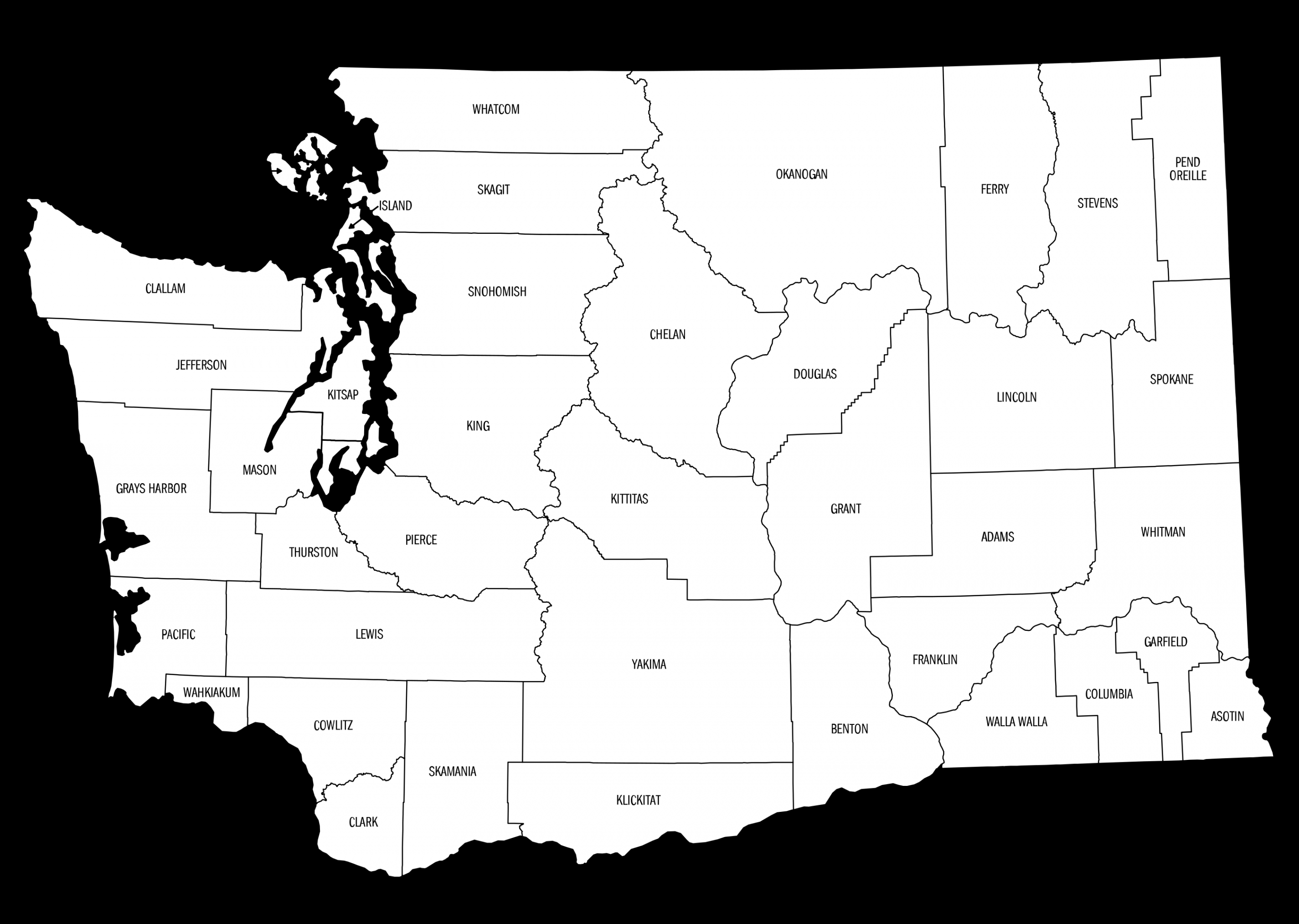 Washington County Map (Printable State Map with County Lines