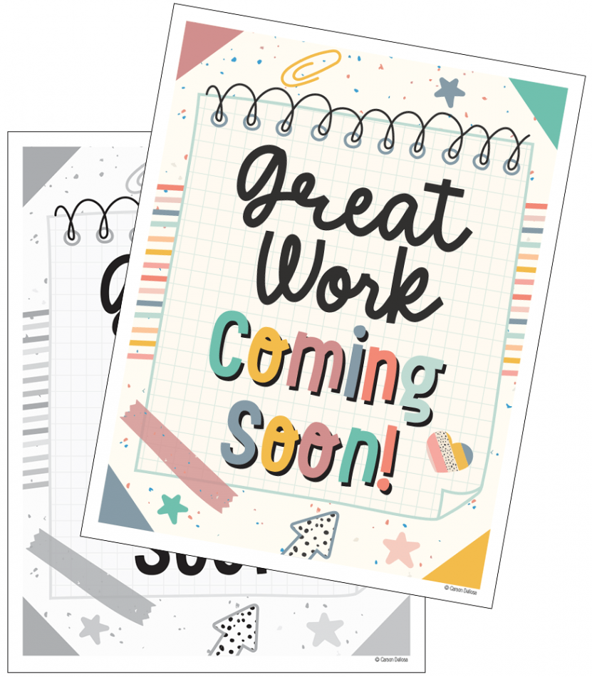 We Belong Great Work Coming Soon Free Classroom Décor  Carson Dellosa