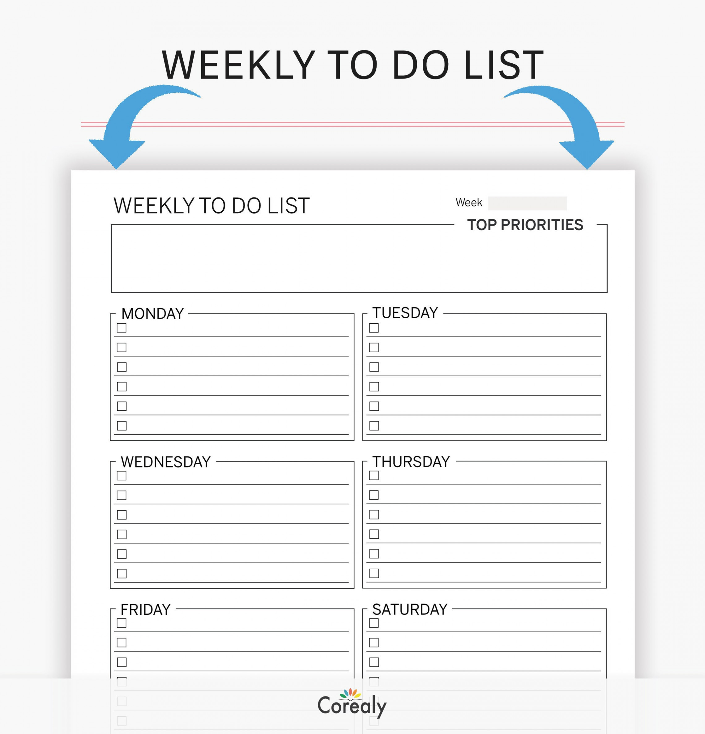 Weekly to Do List Printable PDF Template Fillable Weekly - Etsy UK