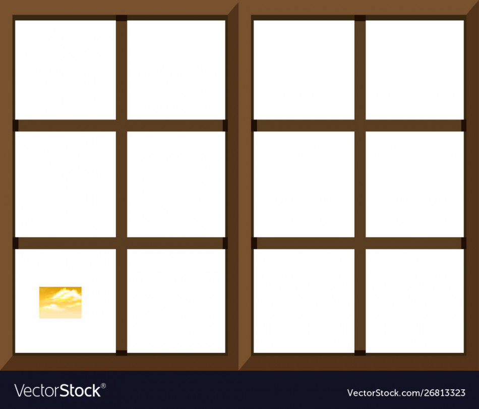 Window frame template with outside view Royalty Free Vector