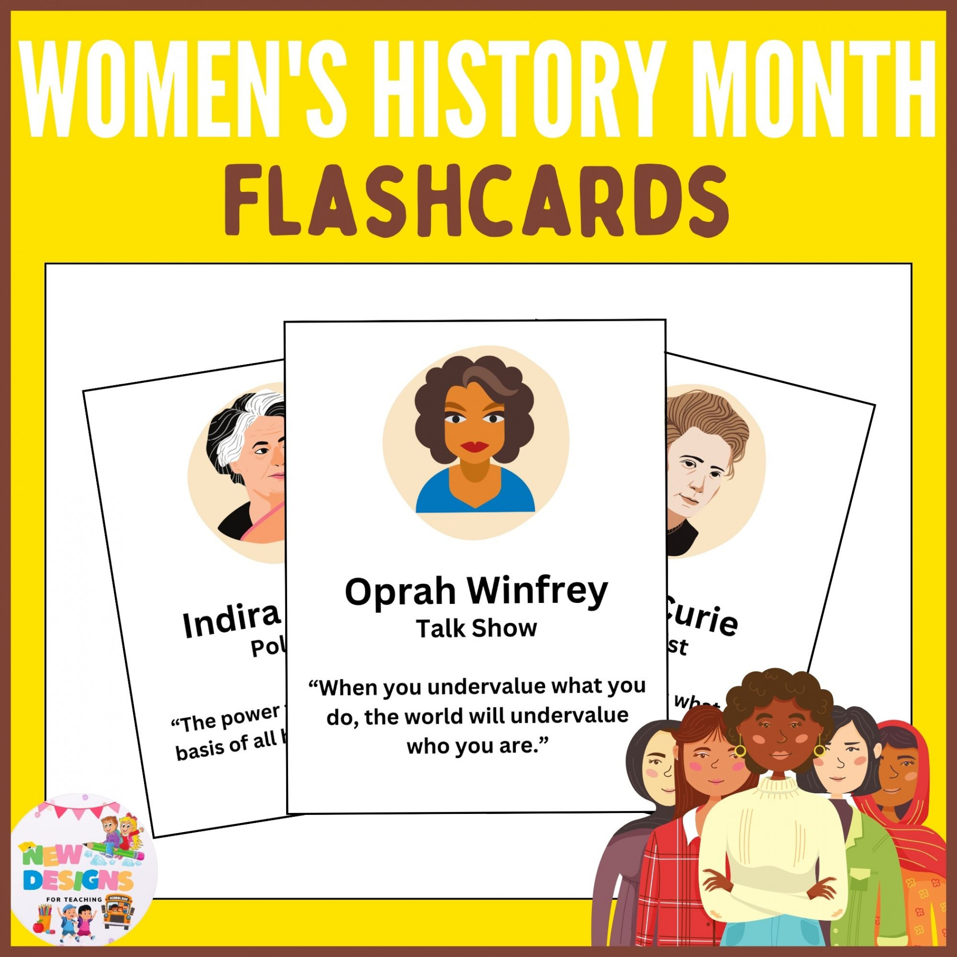 Women’s History Month Flashcards /Powerful Women Quotes / Printable  Worksheet