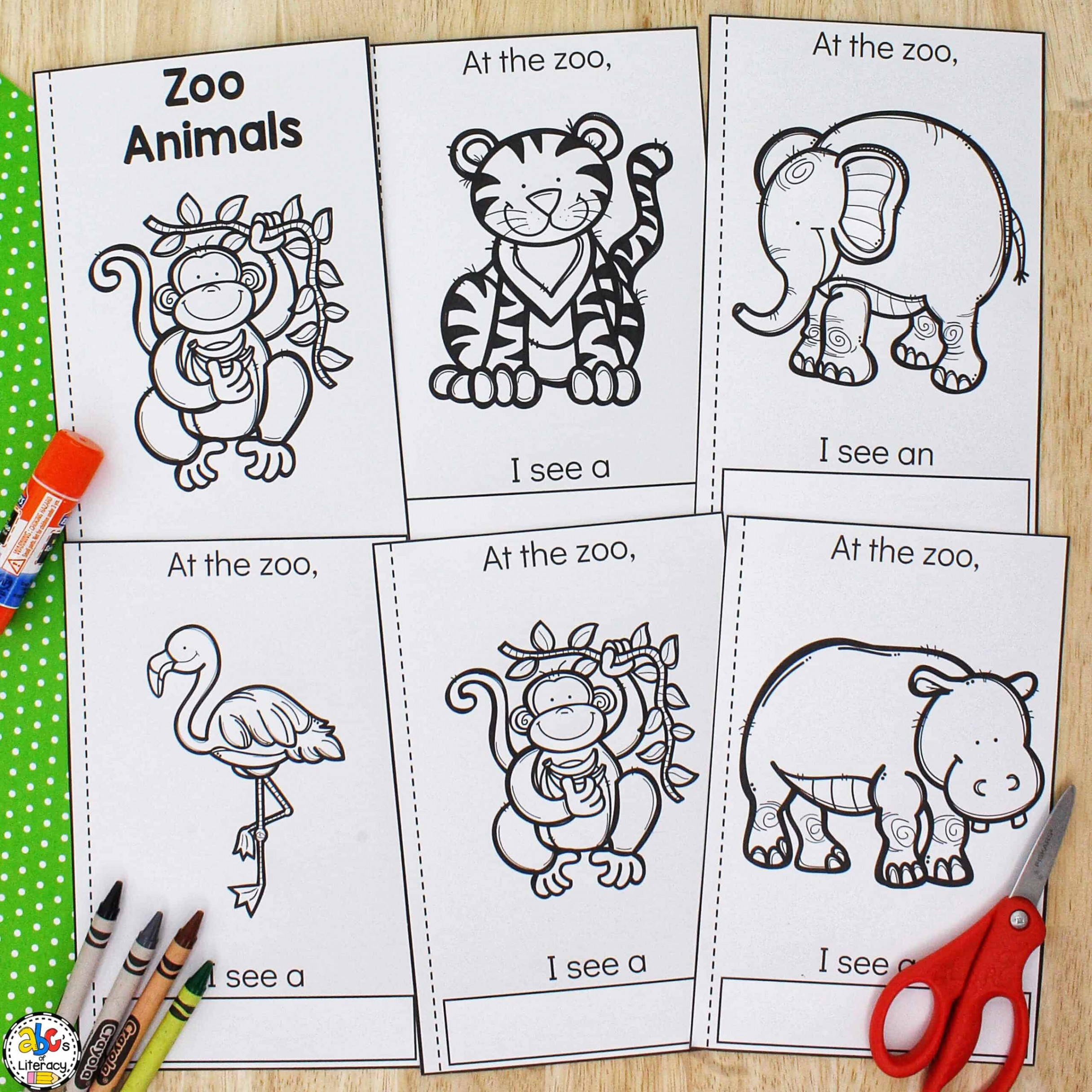 Zoo Animals Cut & Paste Book: Printable Book for Kids