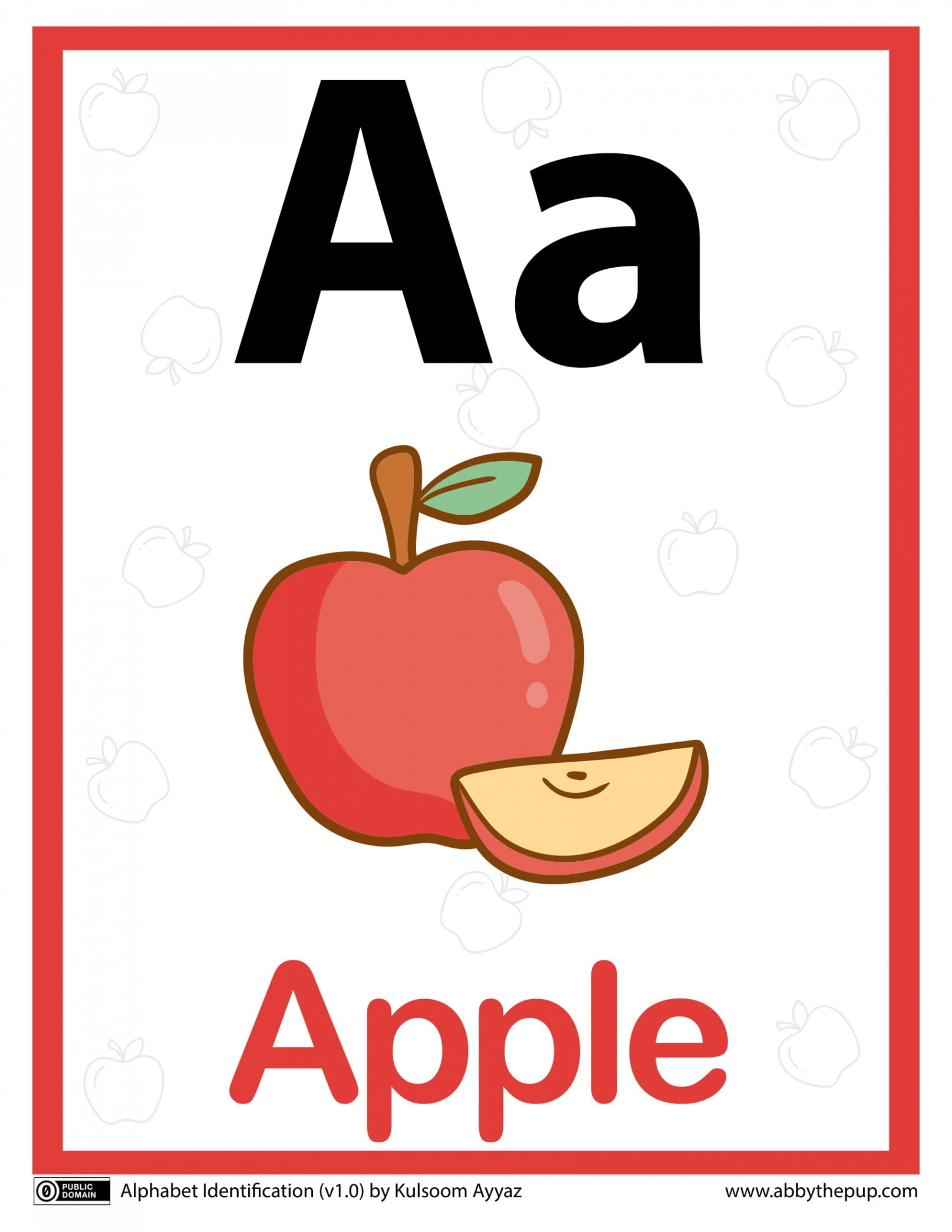 A is for Apple alphabet flashcard  Free Printable Papercraft