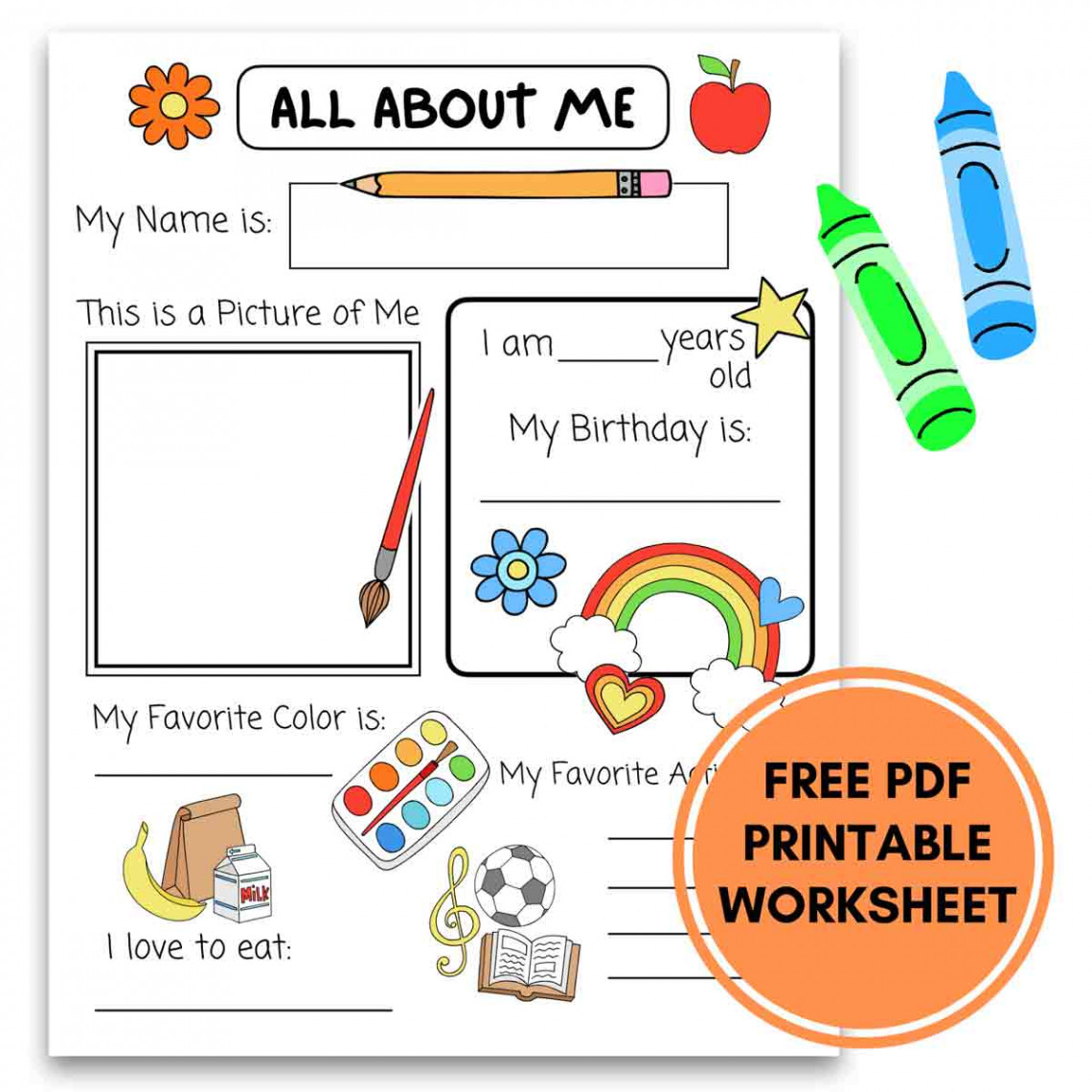 All About Me Printable Preschool Worksheet (Free PDF) - MindyMakes