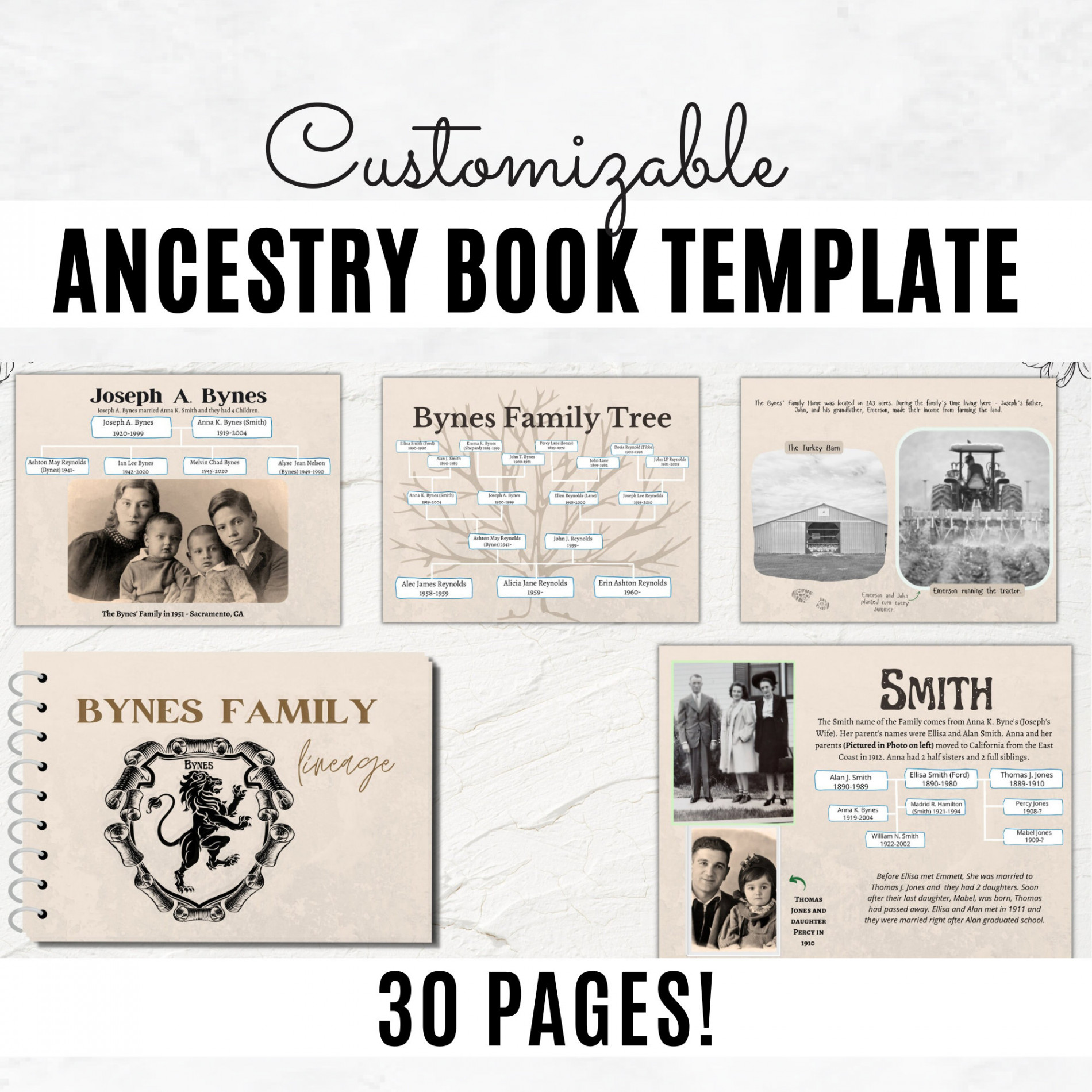 Ancestry Book Template Editable Genealogy Book Create Your - Etsy