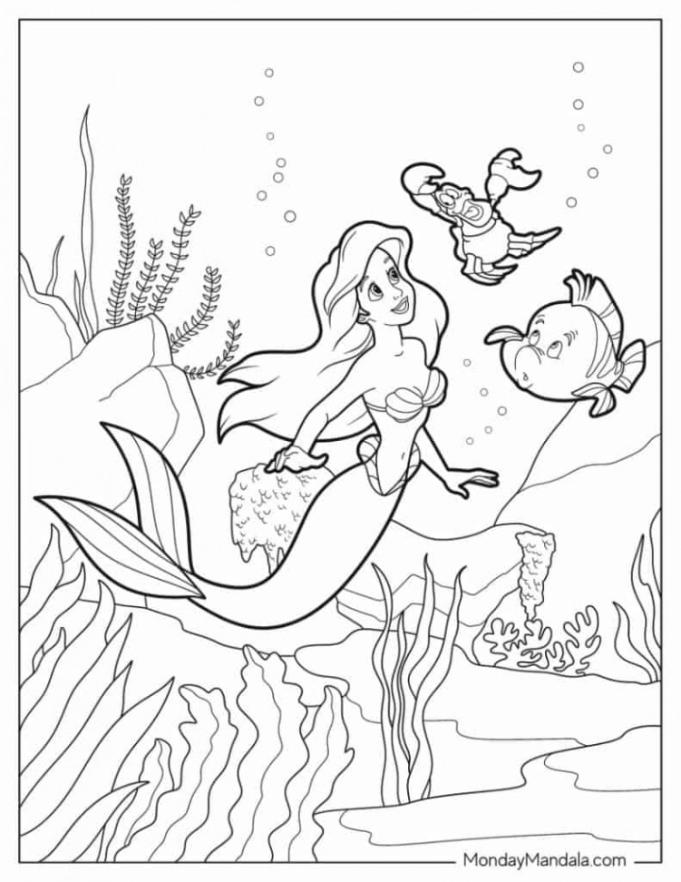 Ariel Coloring Pages (Free PDF Printables)