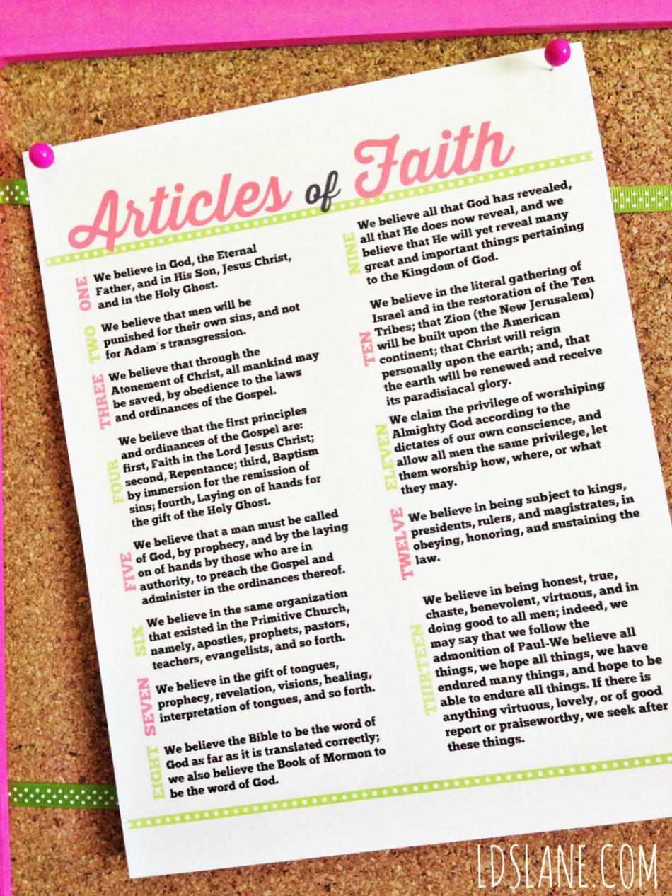 Articles of Faith - Free Printable