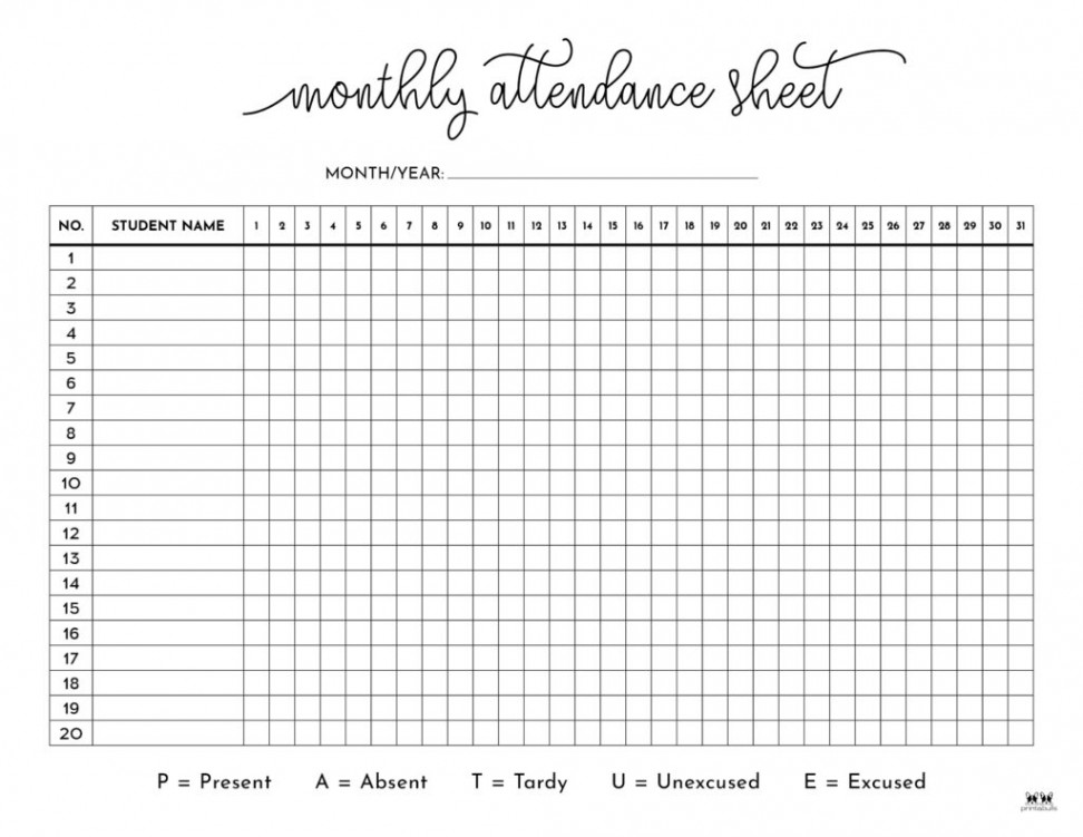 Attendance Sheets -  FREE Printables  Printabulls