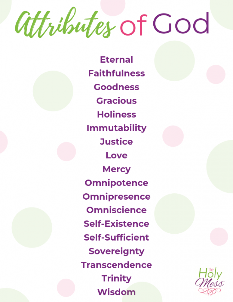 Attributes of God Printable - The Holy Mess