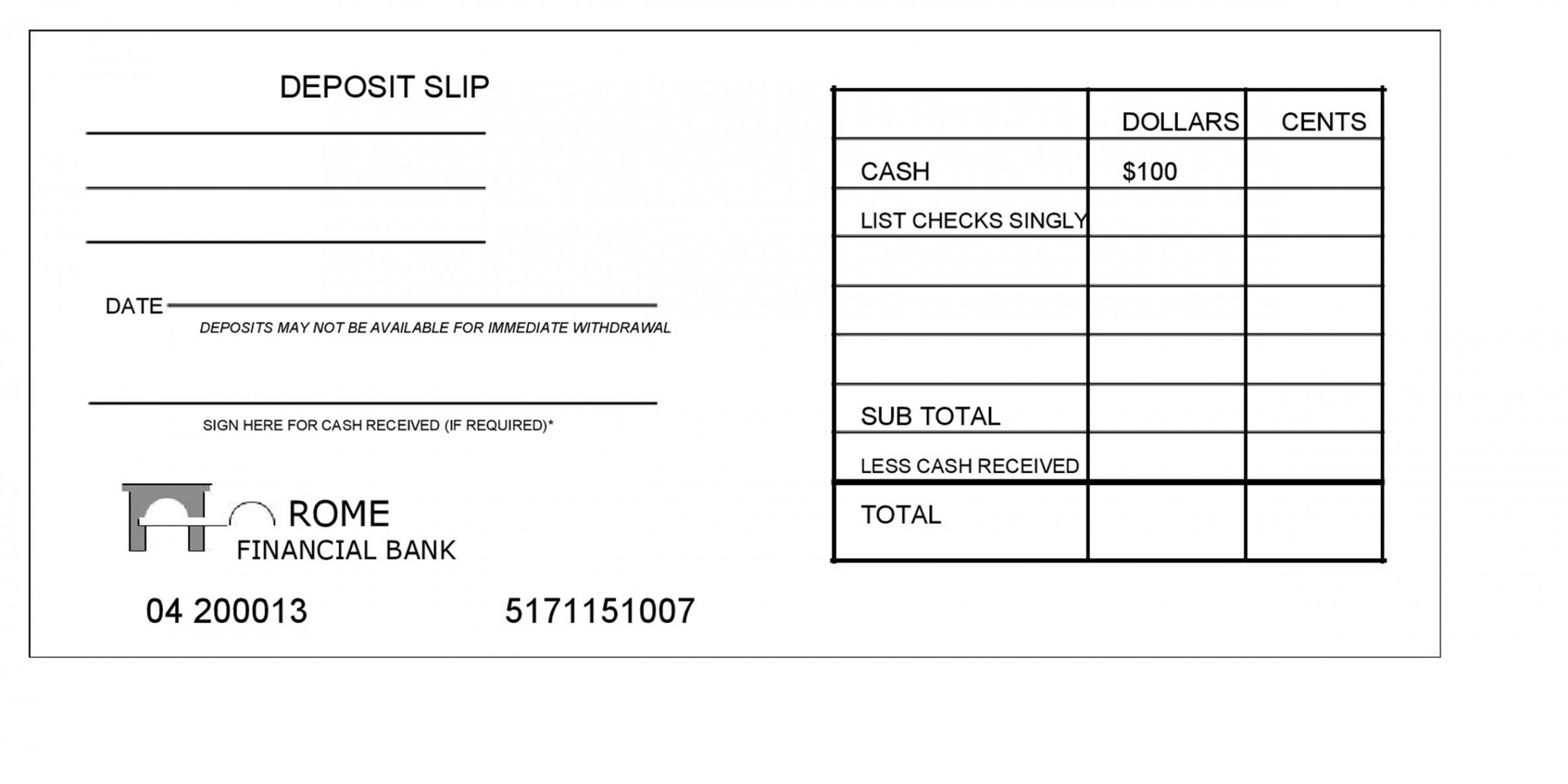 Bank Deposit Slip Templates & Examples ᐅ TemplateLab