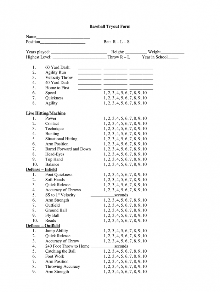 Baseball Tryout Evaluation Form - Fill Online, Printable, Fillable