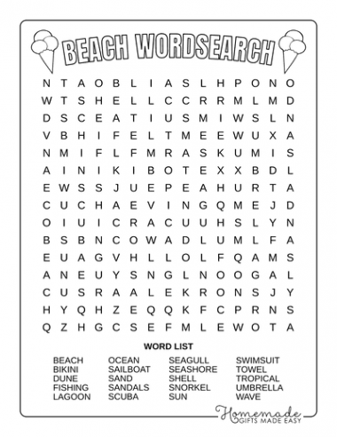 Best Free Printable Summer Word Search Puzzles for Kids