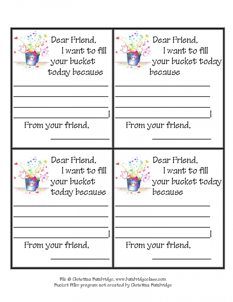 Best Images of Printable Bucket Filler Slips - Free Printable