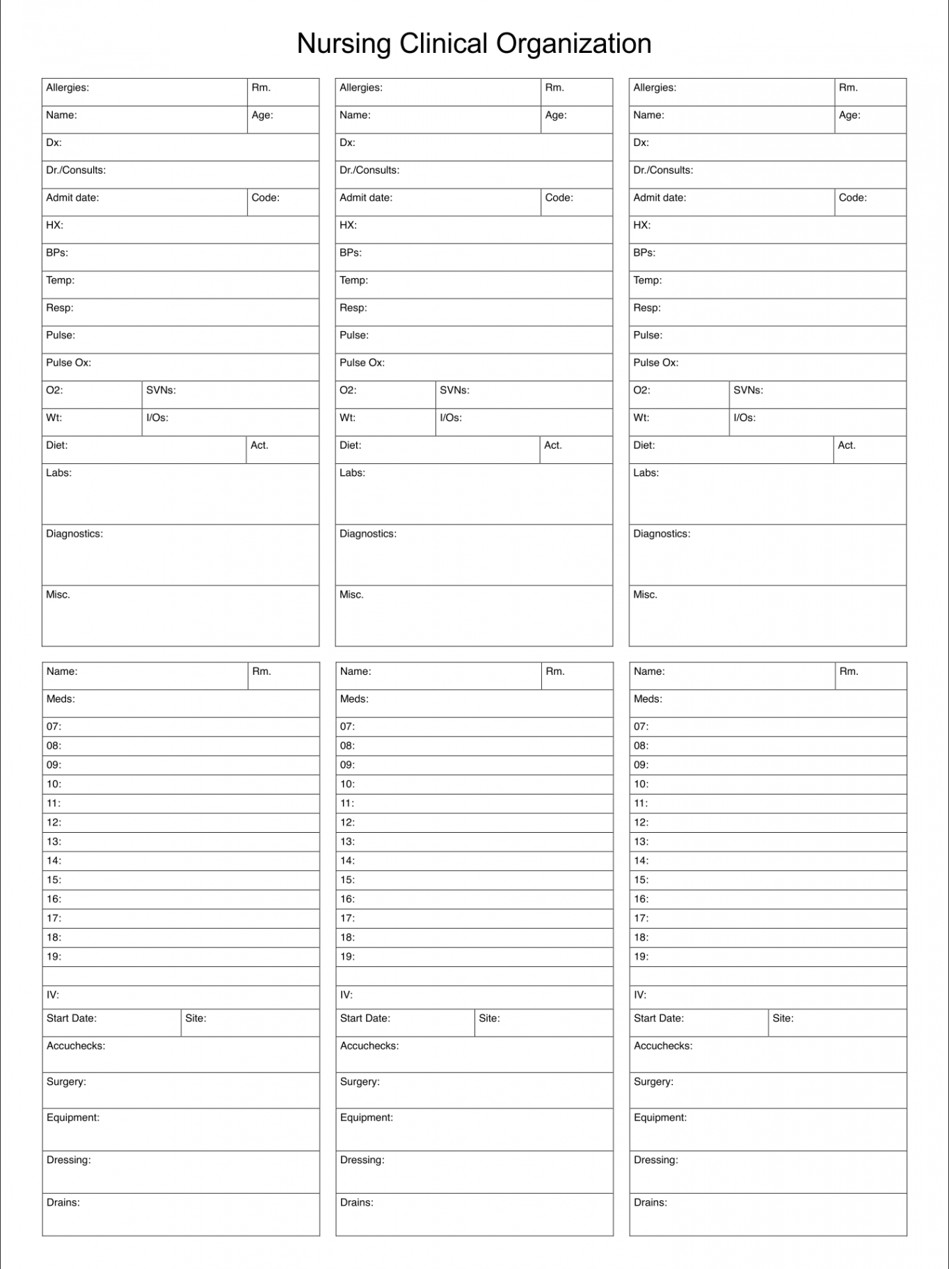 Best Med Surg Organization Sheet Printable PDF for Free at