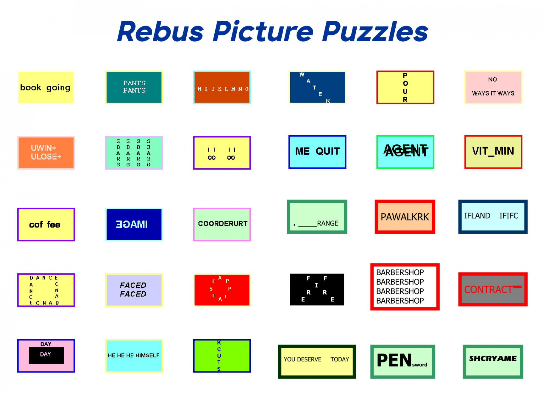 Best Printable Rebus Puzzles With Answers PDF for Free at