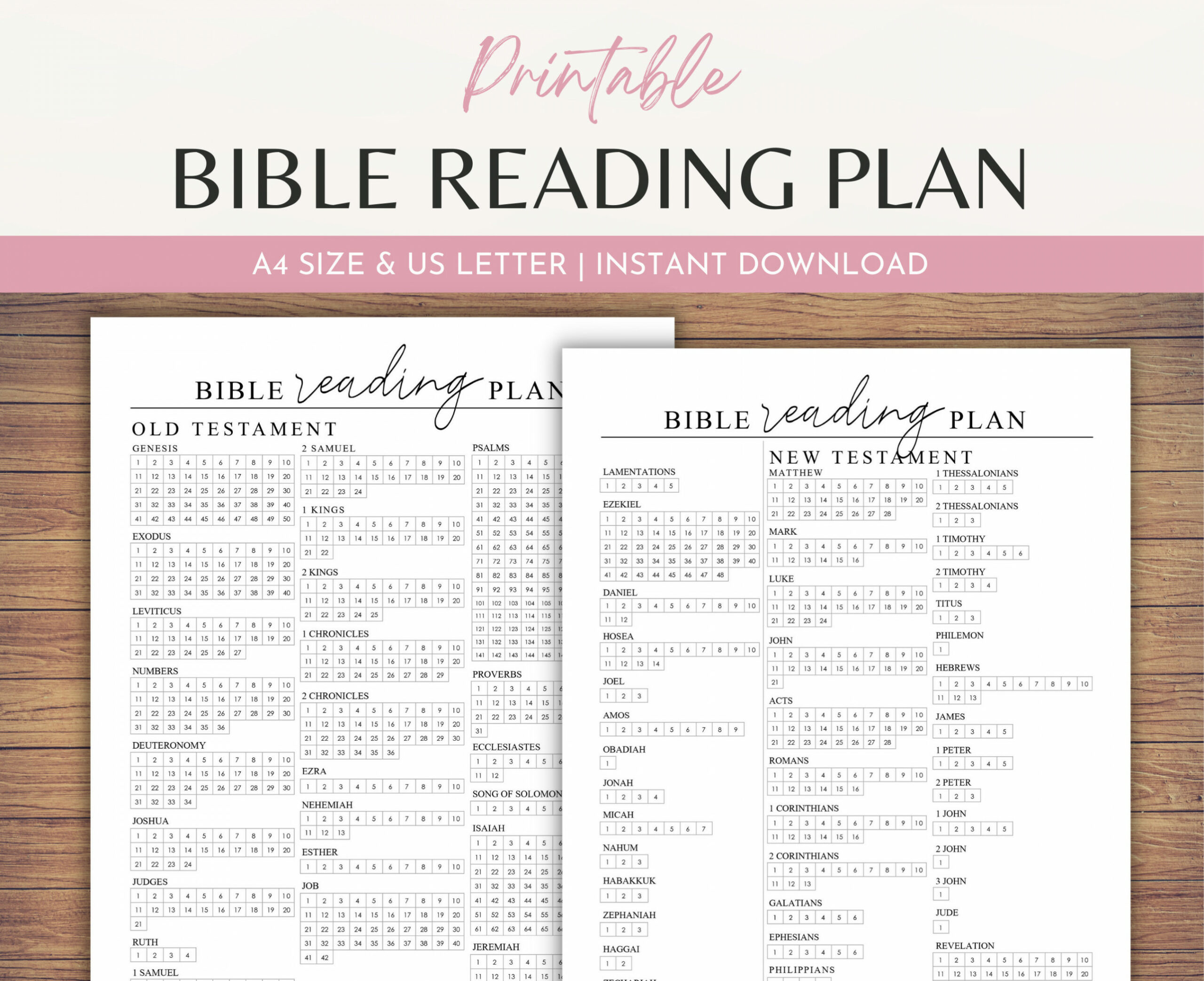 Bible Reading Tracker Printable, Chapter by Chapter Checklist