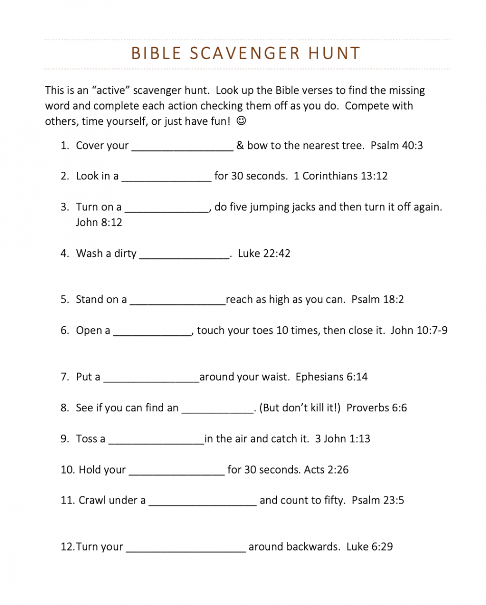 Bible Treasure Hunt & Christian Scavenger Hunt Ideas