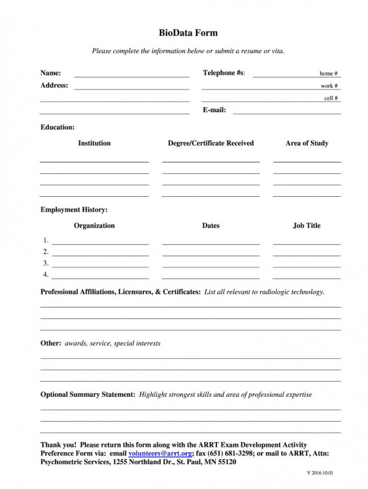 Biodata Form - Fill Online, Printable, Fillable, Blank with regard