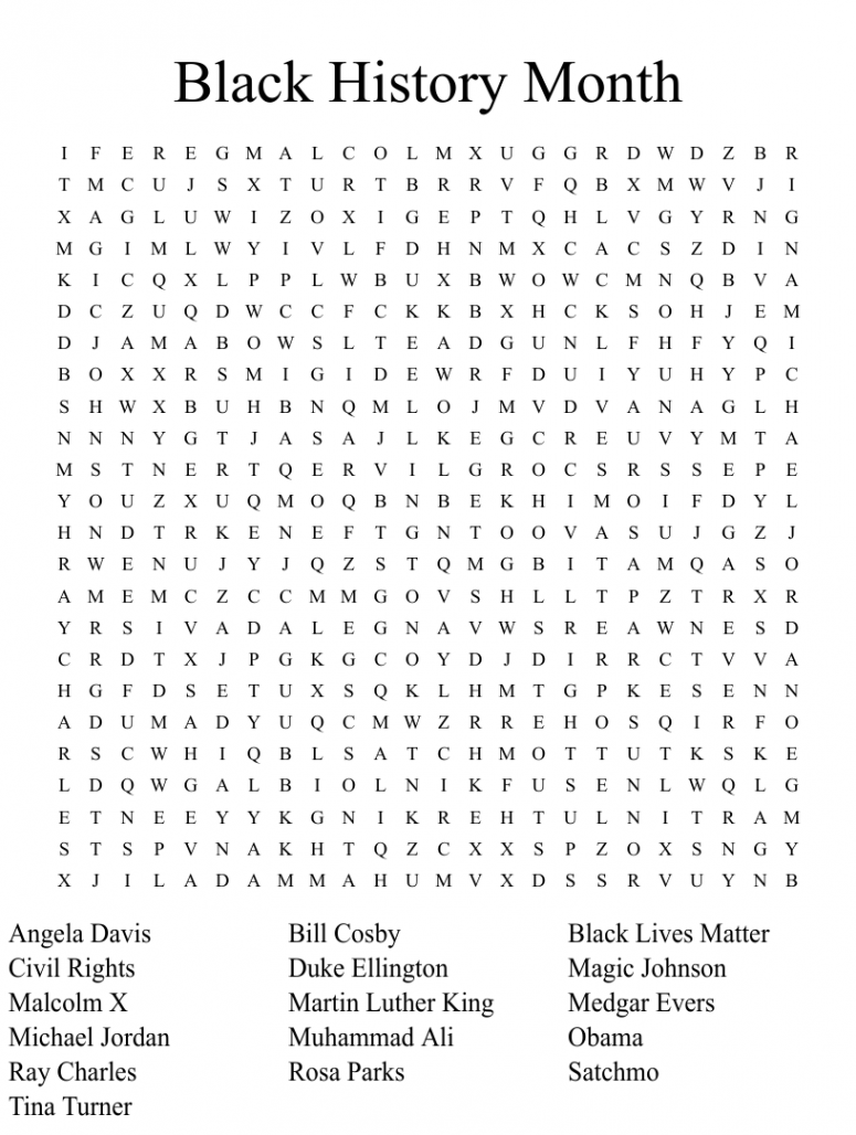 Black History Month Word Search - WordMint