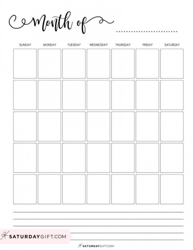 Blank Calendar templates -  Cute & Free Printables