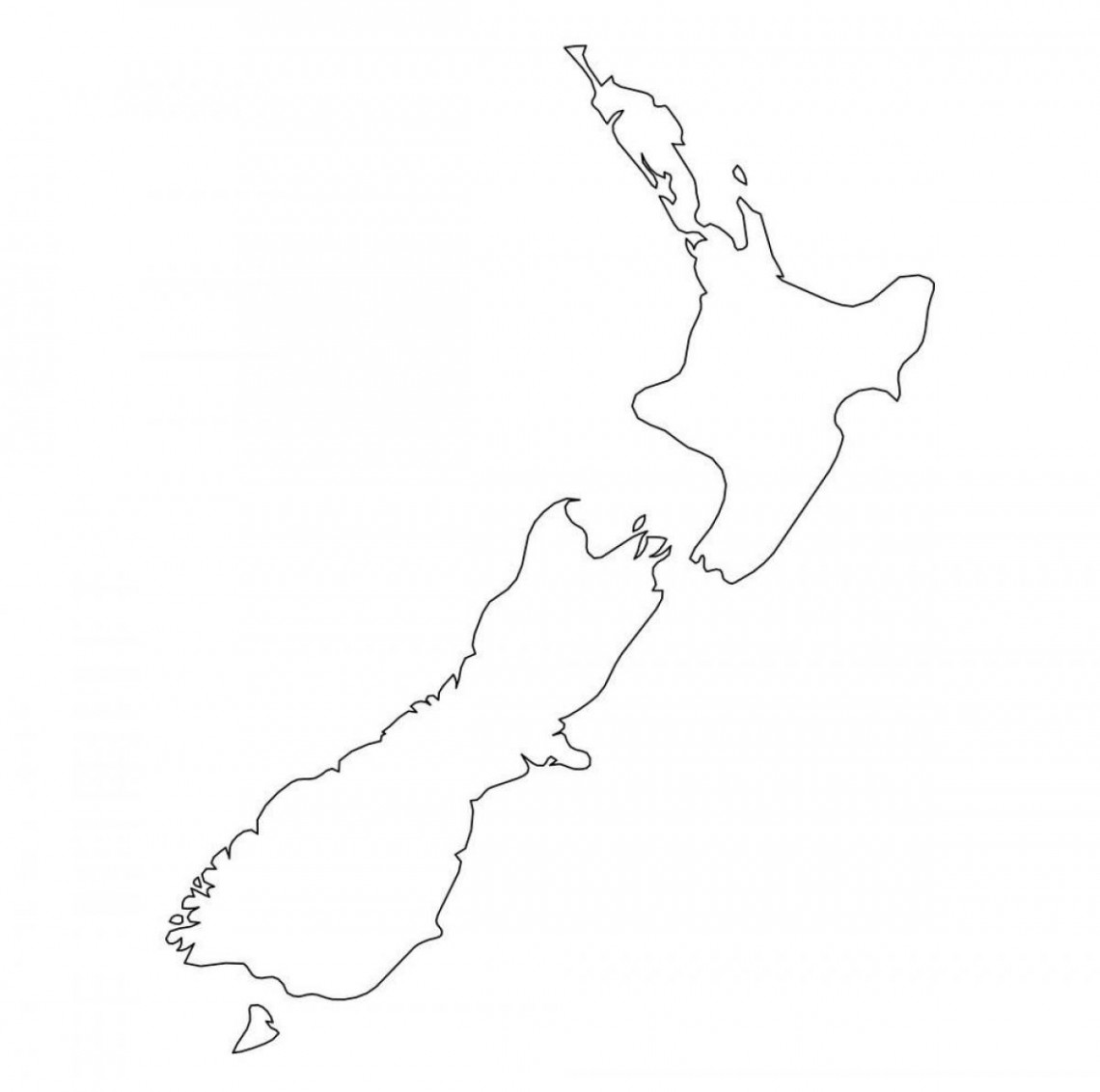 Blank map of New Zealand: outline map and vector map of New Zealand