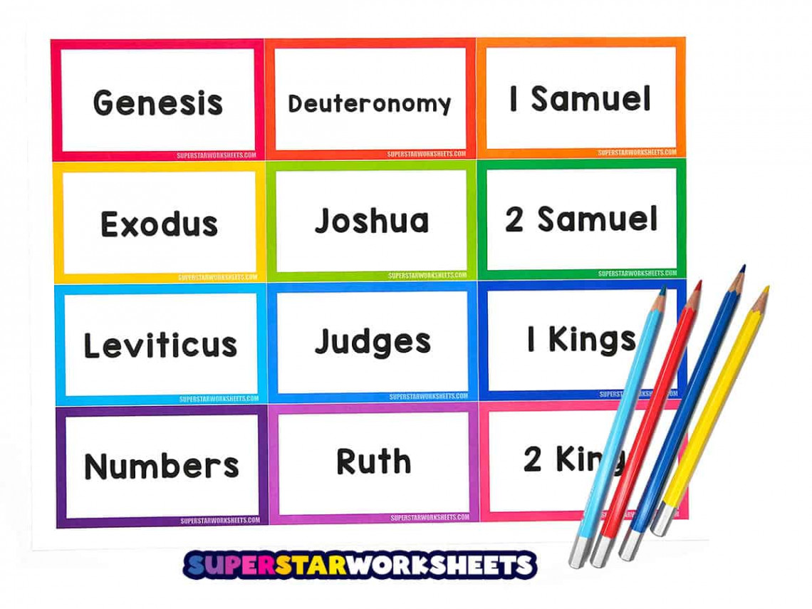 Books of the Bible Flashcards - Superstar Worksheets