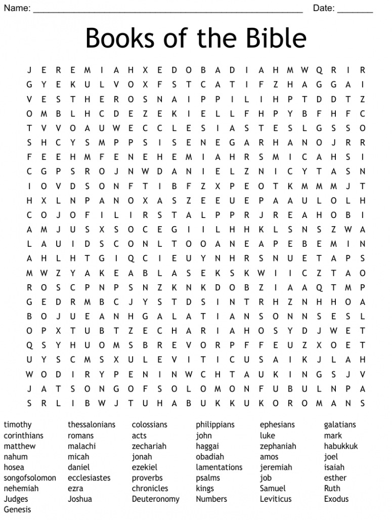 Books of the Bible Word Search - WordMint