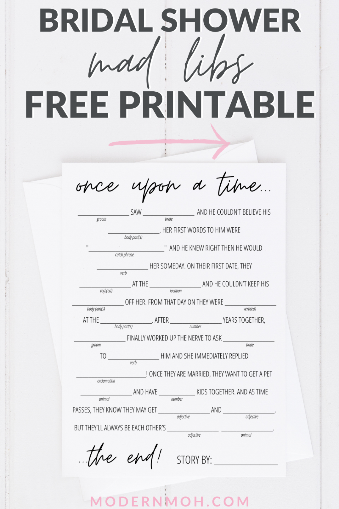 Bridal Shower Mad Libs Free Printable  Funny bridal shower