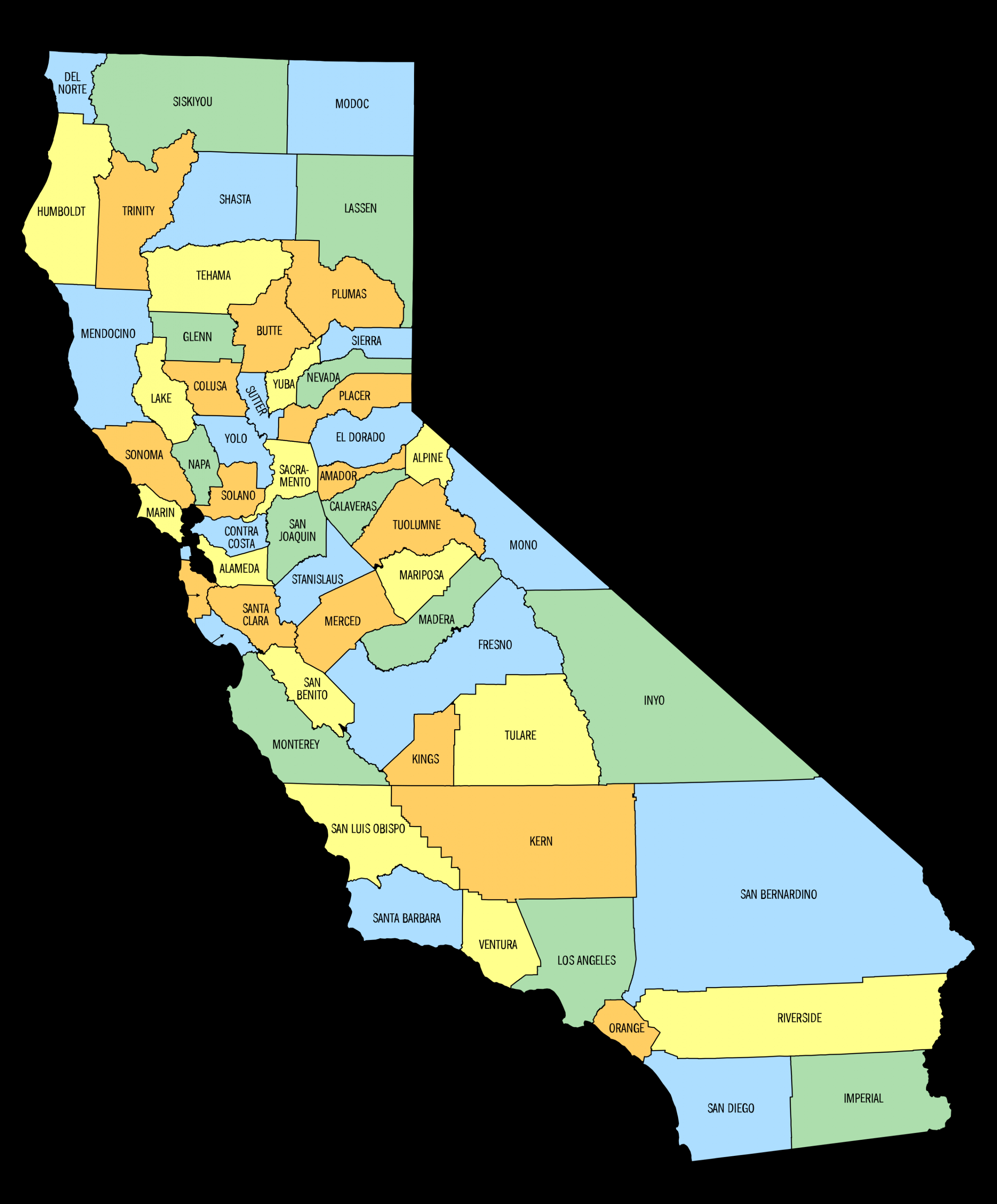 California County Map (Printable State Map with County Lines