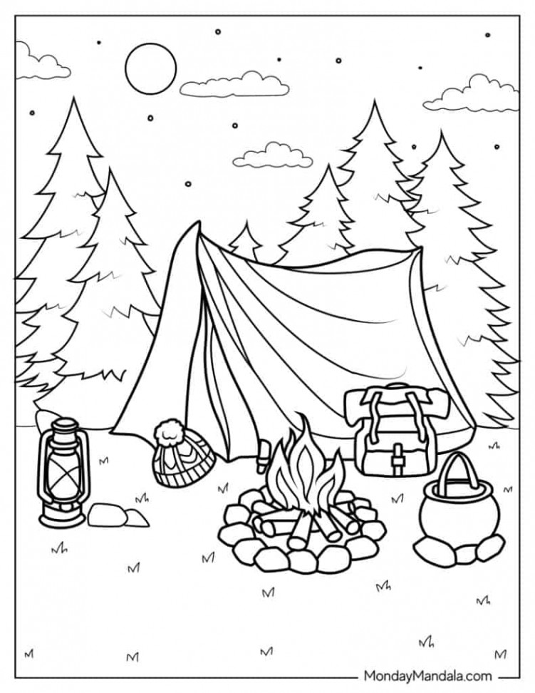 Camping & Hiking Coloring Pages (Free PDF Printables)