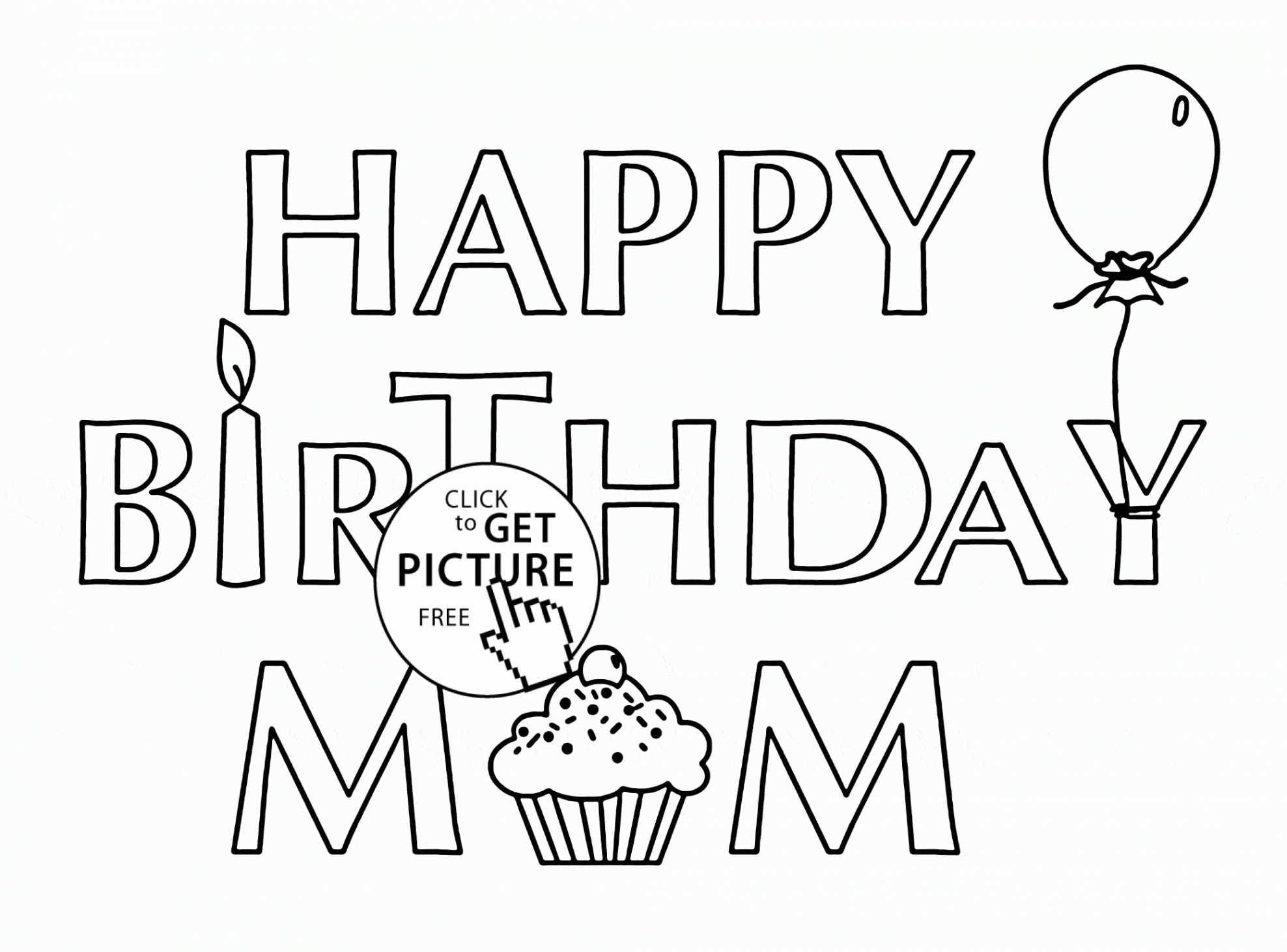 Card for Birthday Mom coloring page for kids, holiday coloring