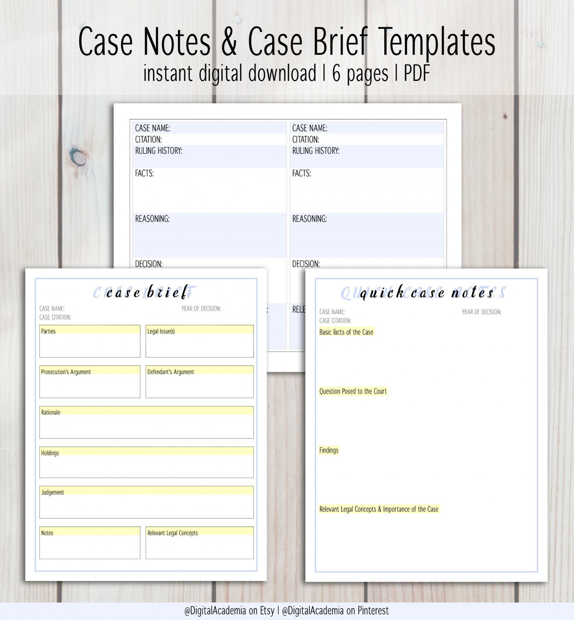 Case Notes & Case Brief Templates Student Resources PDF - Etsy