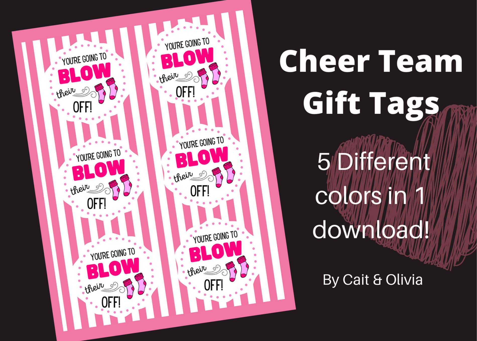 Cheer Printables Team Gift Ideas Blow Their Socks off - Etsy